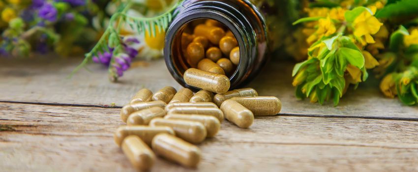 Herbal medicine with flowers